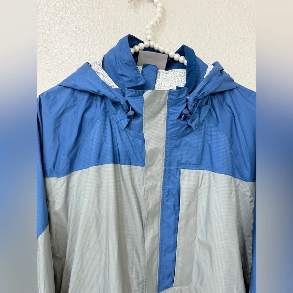 REI Size XL Mens Blue Full Zip Nylon Outdoor Hooded Windbreaker Jacket